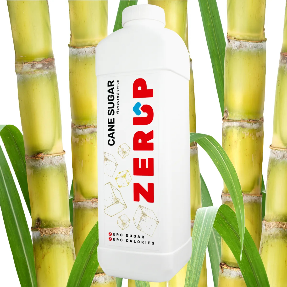 Zerup Cane Sugar zero-sugar syrup 1L bottle with fresh ingredients